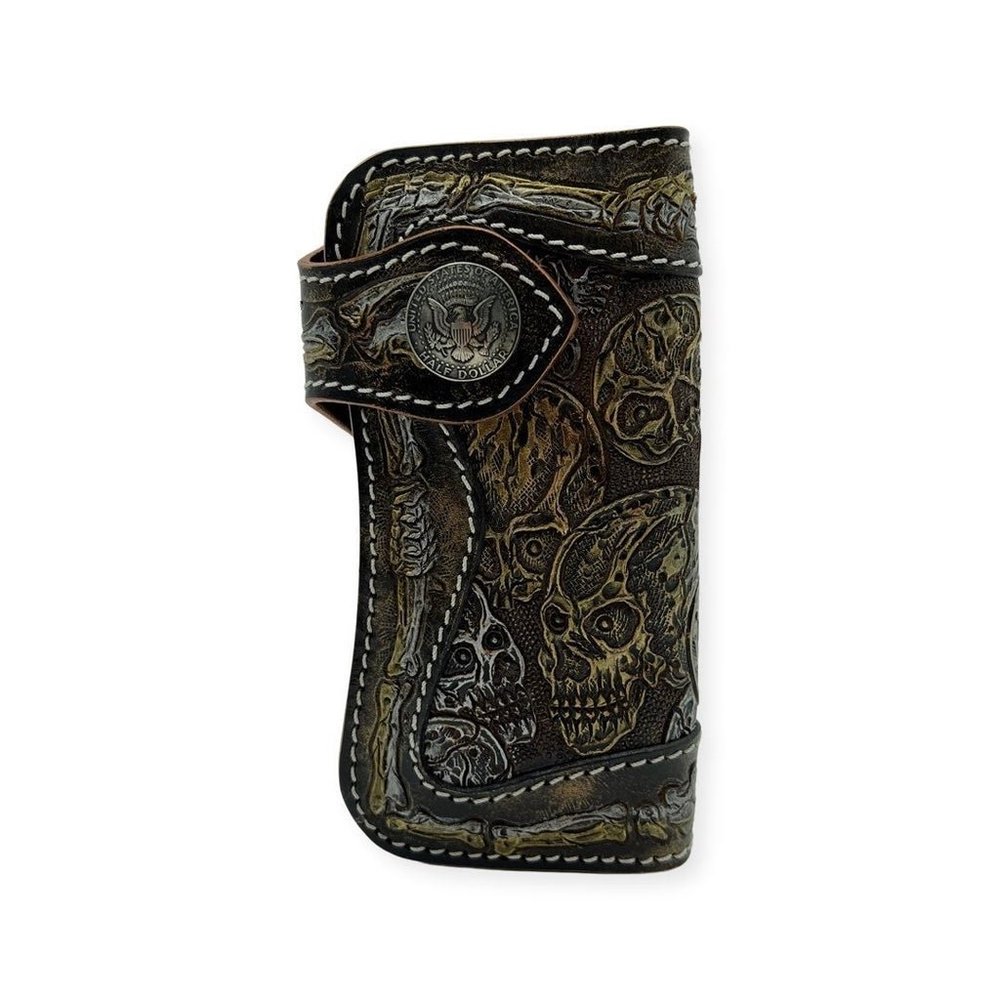 Rockertype Skull Leather Wallet - Black